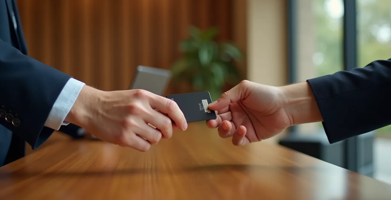 Gros plan sur des mains signant un document simple sur une table en bois